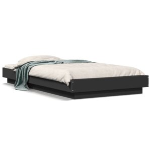 vidaXL Cadre de lit avec lumières LED sans matelas noir 90x200 cm