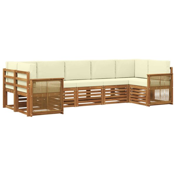 vidaXL Ensemble de canapés d'extérieur 6 pc Naturel et Crème