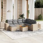 vidaXL Salon de jardin avec coussins 8 Pièces beige résine tressée