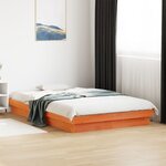 vidaXL Cadre de lit à LED sans matelas 135x190 cm bois massif