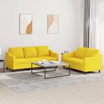vidaXL Ensemble de canapés 2 Pièces avec coussins Jaune clair Tissu