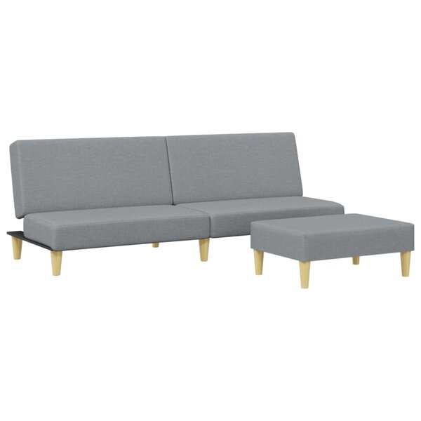 vidaXL Canapé-lit à 2 places avec repose-pied gris clair tissu