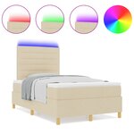 vidaXL Lit ressorts avec matelas & LED Crème 120x190 cm Tissu