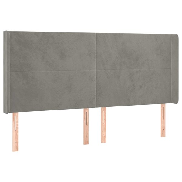 vidaXL Tête de lit avec oreilles Gris clair 183x16x118/128 cm Velours
