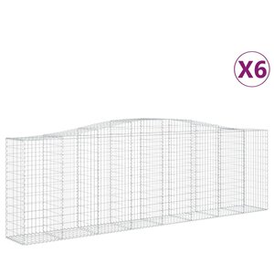 vidaXL Paniers à gabions arqués 6 Pièces 400x50x120/140 cm Fer galvanisé