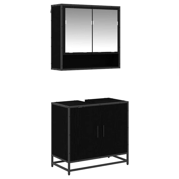 vidaXL Ensemble de mobilier de salle de bain 2 Pièces Chêne noir
