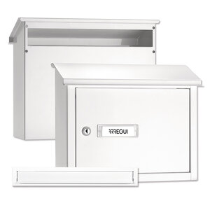 Pack Bouche d'entrée + Boîte aux lettre en acier  V4081  Fente 32 5 x 3 cm  Blanc