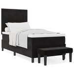 vidaXL Lit avec sommier et matelas & banc Noir 100x200 cm Velours