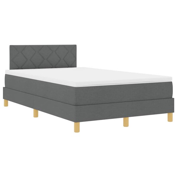 vidaXL Lit à ressort LED avec bandes LED Gris foncé 120 x 190 cm tissu