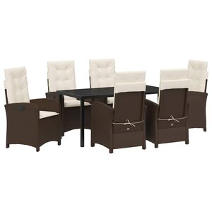 vidaXL Ensemble de salle à manger pour jardin 7 Pièces Marron polyrotin