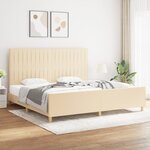 vidaXL Cadre de lit avec tête de lit Crème 200 x 200 cm Tissu