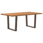 vidaXL Table à manger avec bord naturel 180x100x74cm bois massif chêne