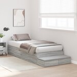 vidaXL Cadre de lit de rangement Gris Sonoma 90x200 cm