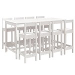 vidaXL Ensemble de bar de jardin 9 Pièces blanc bois de pin massif