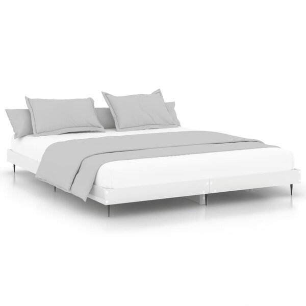 vidaXL Cadre de lit sans matelas blanc brillant 180x200 cm