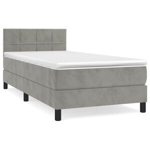 vidaXL Sommier à lattes de lit et matelas Gris clair 90x190 cm Velours