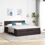VidaXL Cadre de lit ottoman avec matelas marron foncé 200x200 cm tissu