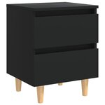 vidaXL Tables de chevet avec pieds en pin 2 Pièces Noir 40x35x50 cm