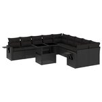 vidaXL Salon de jardin 11 Pièces avec coussins noir résine tressée