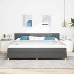 vidaXL Lit boxspring avec matelas Gris foncé 200 x 200 cm tissu
