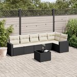 vidaXL Salon de jardin 7 Pièces avec coussins noir résine tressée