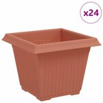 vidaXL Pot de Fleurs Carré 24 Pièces Rouge brique 33 x 33 x 26 cm