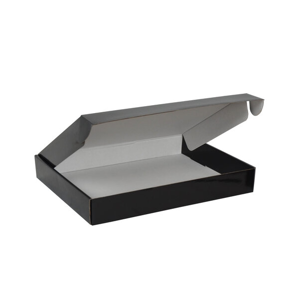 Boîte rectangulaire en carton micro-cannelé noir brillant 23 x 17 x 3.5 cm