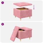 vidaXL Pouf de rangement avec coussin Rose 60 x 60 x 45 cm Velours