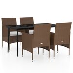 vidaXL Ensemble à manger de jardin coussins 5 Pièces Marron/noir
