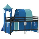 vidaXL Lit mezzanine enfants avec tour bleu 90x190 cm bois pin massif