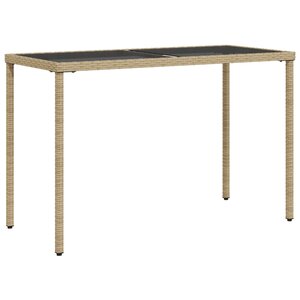 vidaXL Table de jardin dessus en verre beige 115x54x74 cm poly rotin