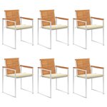 vidaXL Chaises de jardin lot de 6 avec coussins Bois d'acacia solide