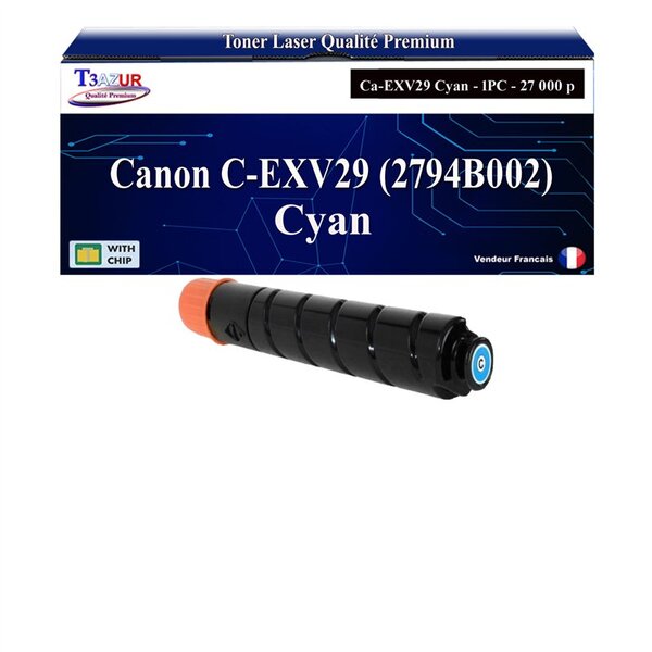 T3AZUR -Toner compatible avec Canon C-EXV29 (2794B002) pour Canon C5235 C5235A C5240 C5030i C5035 C5040 - Cyan
