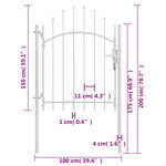 vidaXL Portail de jardin Acier 1 x 2 m Blanc