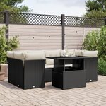 vidaXL Salon de jardin 7 Pièces avec coussins noir résine tressée