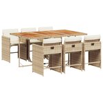 vidaXL Ensemble à manger de jardin et coussins 7 Pièces beige poly rotin