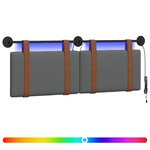 vidaXL Tête de lit suspendue Avec lumière LED Gris foncé PU antique