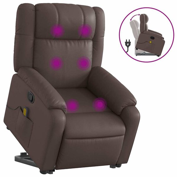vidaXL Fauteuil inclinable de massage Marron Similicuir