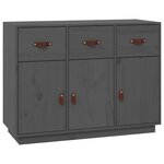 vidaXL Buffet Gris 100x40x75 cm Bois massif de pin