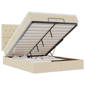 VidaXL Cadre de lit ottoman avec matelas crème 140x190 cm tissu