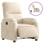 vidaXL Fauteuil inclinable électrique beige tissu microfibre
