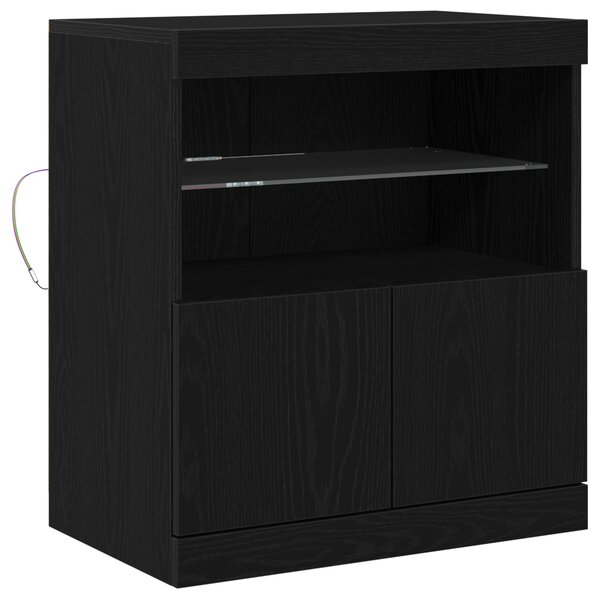 Buffet vidaXL avec lumières LED Chêne noir 60x37x67 cm