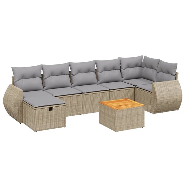 vidaXL Salon de jardin avec coussins 8Pièces mélange beige résine tressée