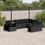 vidaXL Salon de jardin 10 Pièces avec coussins noir résine tressée