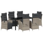 vidaXL Set de jardin 7 pièces gris clair poly rattan
