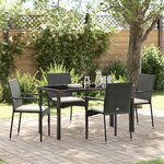 vidaXL Ensemble de salle à manger pour jardin 5 Pièces Noir Poly rotin