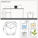 LECHUZA Jardinière de table QUADRO LS 21 ALL-IN-ONE Blanc brillant