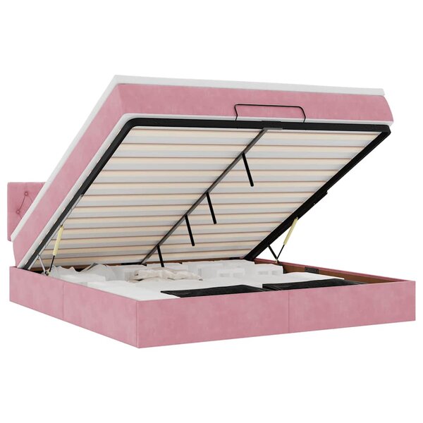 VidaXL Cadre de lit ottoman avec matelas rose 160x200 cm velours