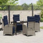 vidaXL Ensemble de salle à manger pour jardin 5 Pièces Gris et Noir Rotin