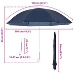 vidaXL Parapluie avec pince 2 Pièces Bleu marine Ø 105 x 86 cm